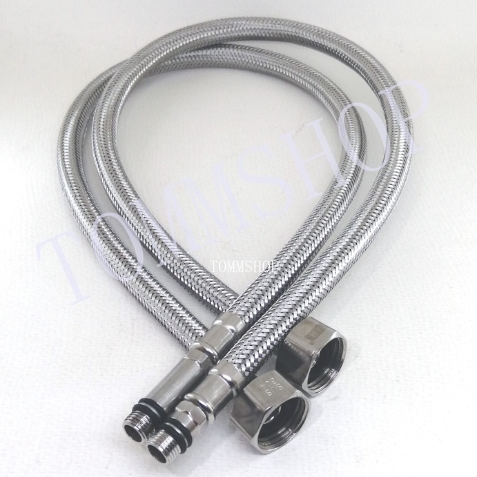 Stainless Steel Hot & Cold Faucet Flexible Hose M10 x F1/2 x 60cm ...