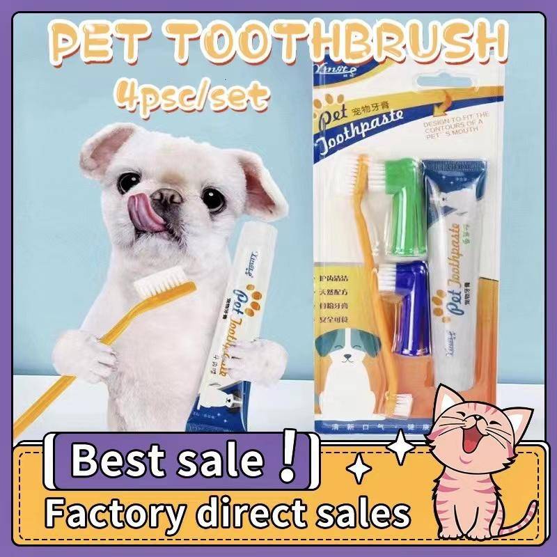 Pet Toothbrush Set with Dog and Cat Toothpaste Oral Cleaning Care Pet Toothpaste Shopee