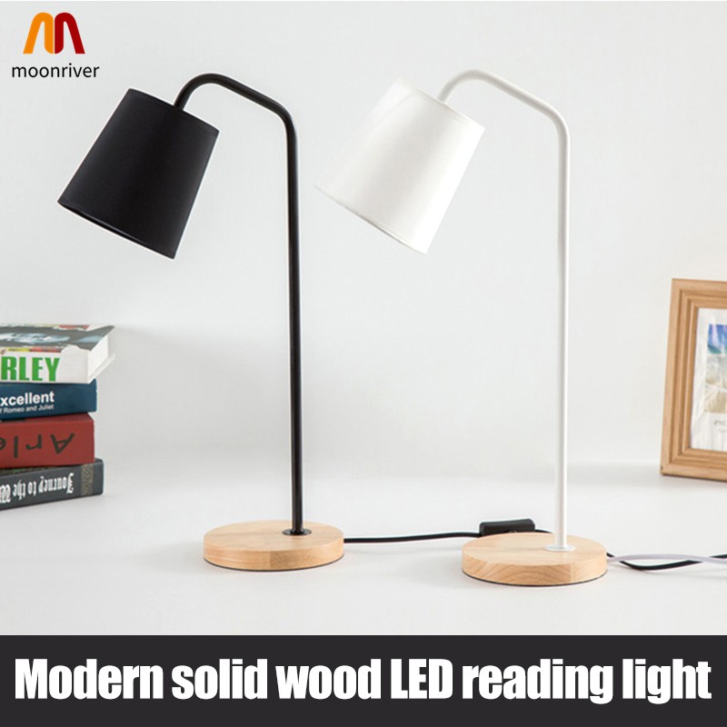 wood and metal table lamp