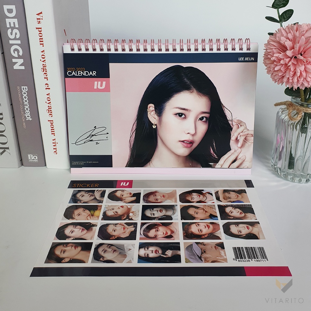 2022-2023 Iu Photo Desk Calendar Pink Ver. Sticker Set Included | Shopee  Philippines
