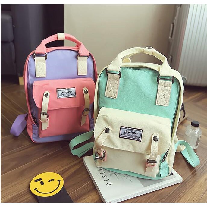 pastel canvas backpack