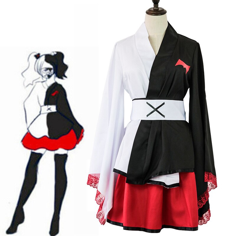 anime danganronpa monokuma cosplay pinafore japanese kimono women female  dresses halloween cosplay costume