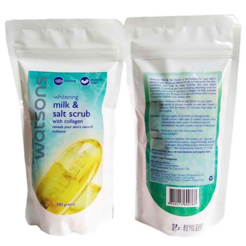 Watsons Whitening Milk and Salt Scrub with Collagen 300g Shopee