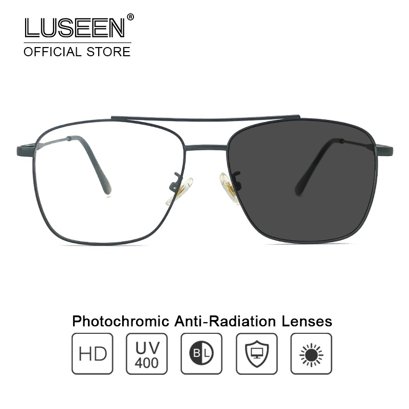 LUSEEN Anti Radiation Eyeglass Photochromic Eye Glasses for Woman and Man Replaceable Lens UV400