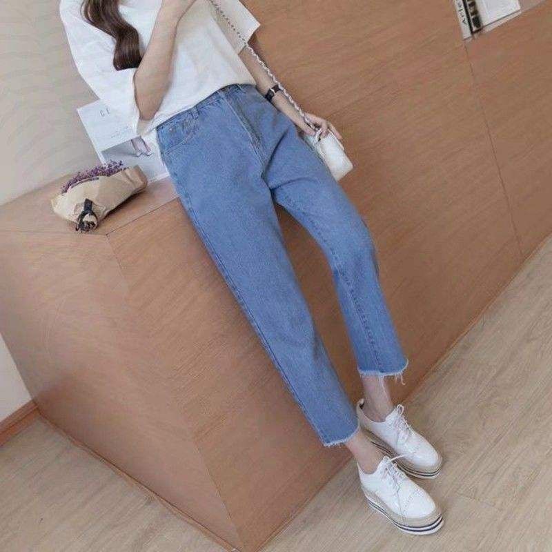 Distressed Mom Jeans Light Blue High Waist Tattered Ripped Jeans