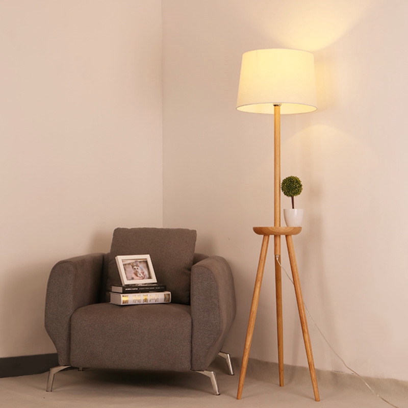 Nordic Simple Solid Wood American Floor Lamp Living Room Stu