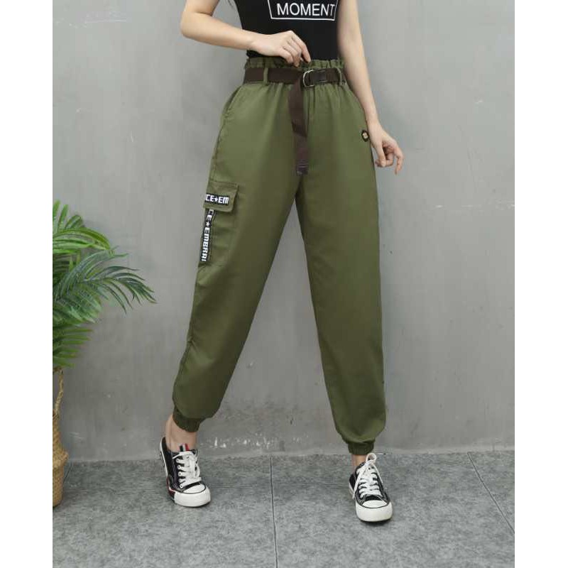 high waisted jogger trousers