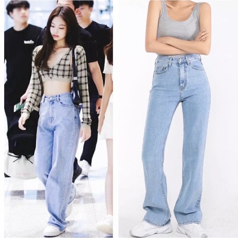 Blackpink Jennie Baggy Denim Retro Pants | Shopee Philippines