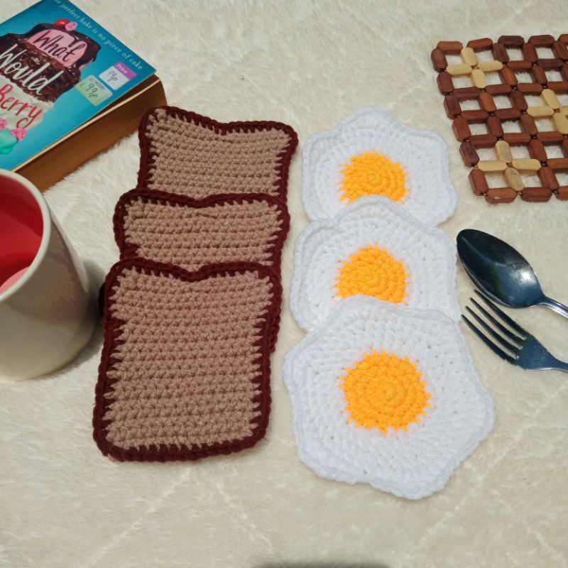 Crochet Toast Coaster Crochet Egg Coaster Shopee Philippines