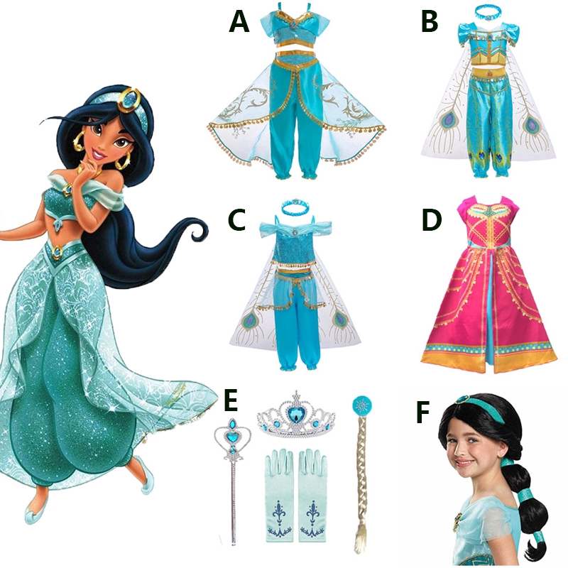 Robe de Princesse Jasmine de Carnaval pour Bébé Fille, Costume Cosplay, 1er Anniversaire, Aladdin, Lampe Magique, Spectacle de Noël  1501