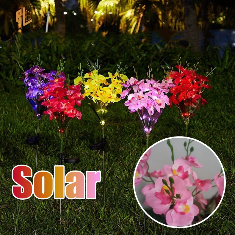 Solar Light LED Butterfly Orchid Lawn Lamp Outdoor Waterproof Garden