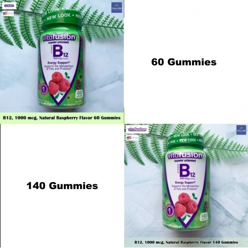 Vitamin B12 Chewable Tablets B12 1000 mcg Natural Raspberry Flavor 60