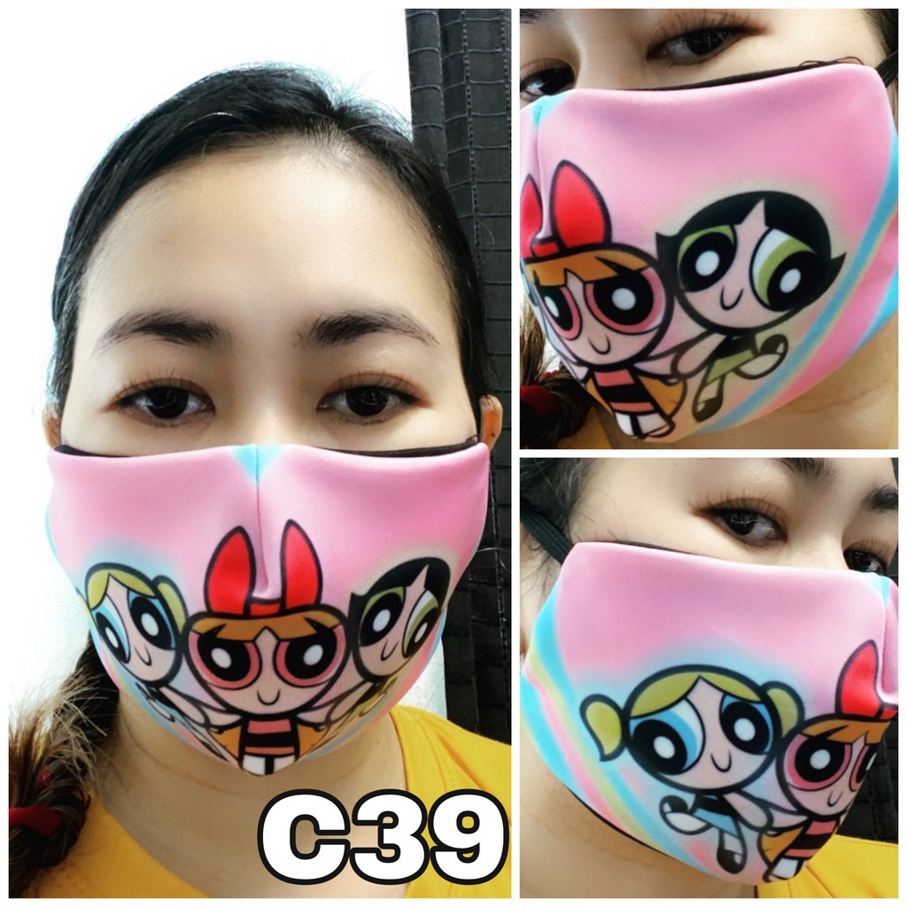 Stitch And The Powerpuff Girls High Quality Neoprene Face Mask With Filter Pocket Reusable Shopee Philippines