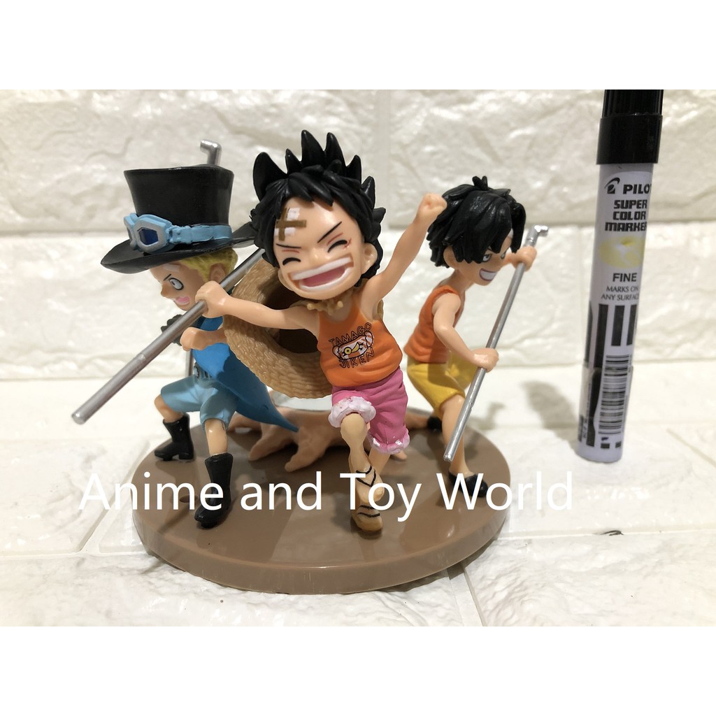 One Piece Luffy Ace Sabo Brotherhood Kid Version With Two Kinds Stand Action Figure Shopee Philippines