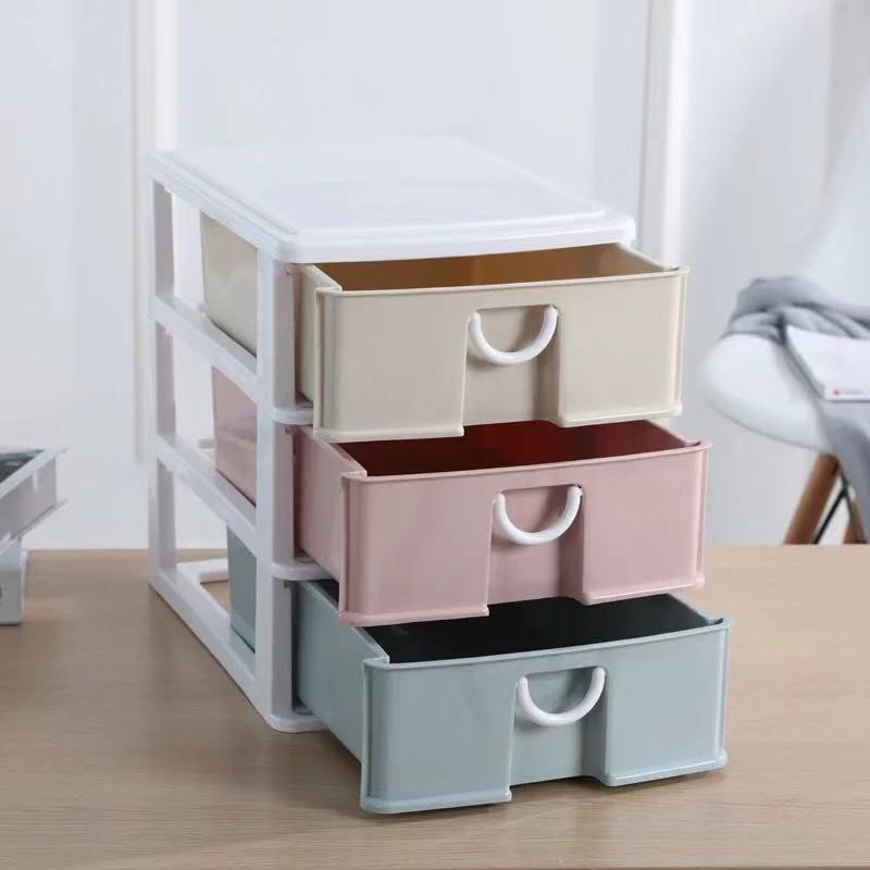 Kawaii Desktop Drawer Storage Box With Sticker Cute Plastic Clear