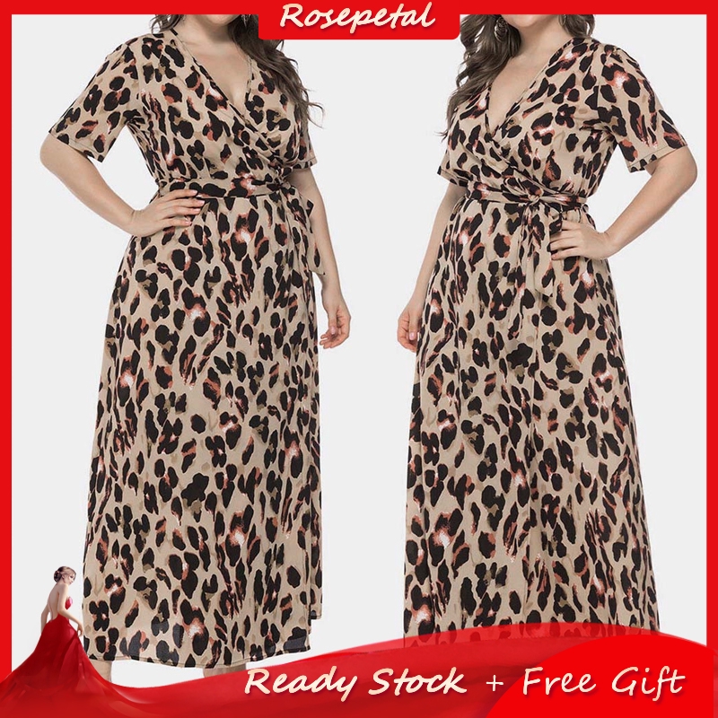 plus size leopard maxi dresses