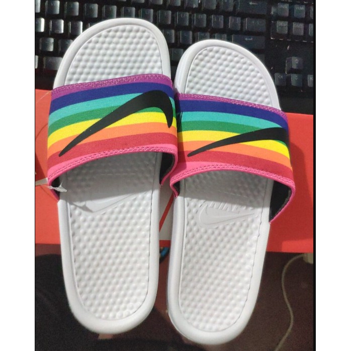 nike benassi rainbow slides