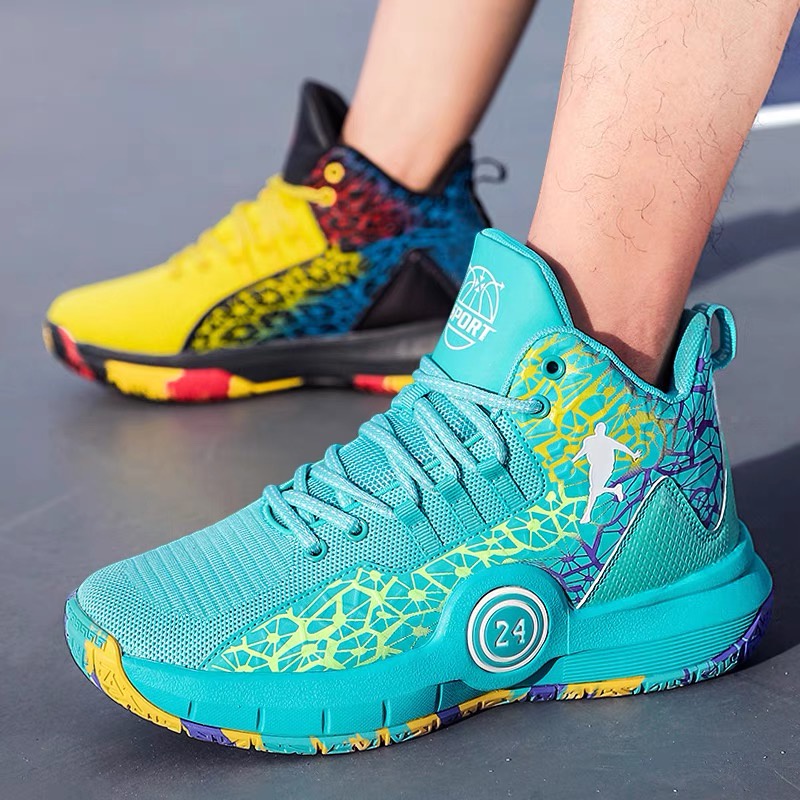 high cut leather rubber nonslip breathable mens outdoor basketball