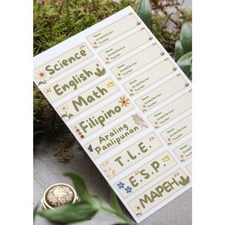 CUTE AESTHETIC SUBJECT AND NAME STICKER SET