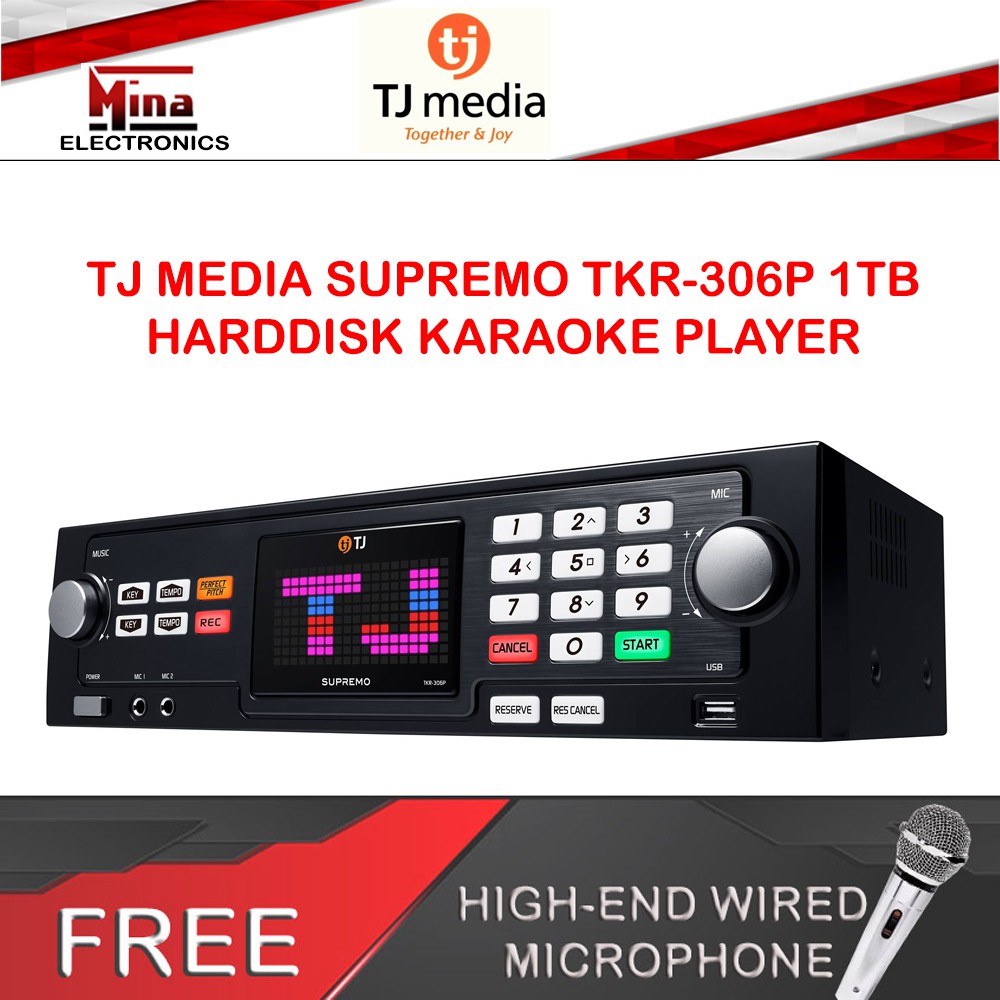 TJ Media Supremo TKR306P 1 TB Hard Disk Karaoke w/ HighEnd Wired Mic