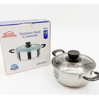 【U-Choice】Stainless Steel Cooking Pot Casserole with Handle and Glass Lid 16/18/20/22/24/26cm #7