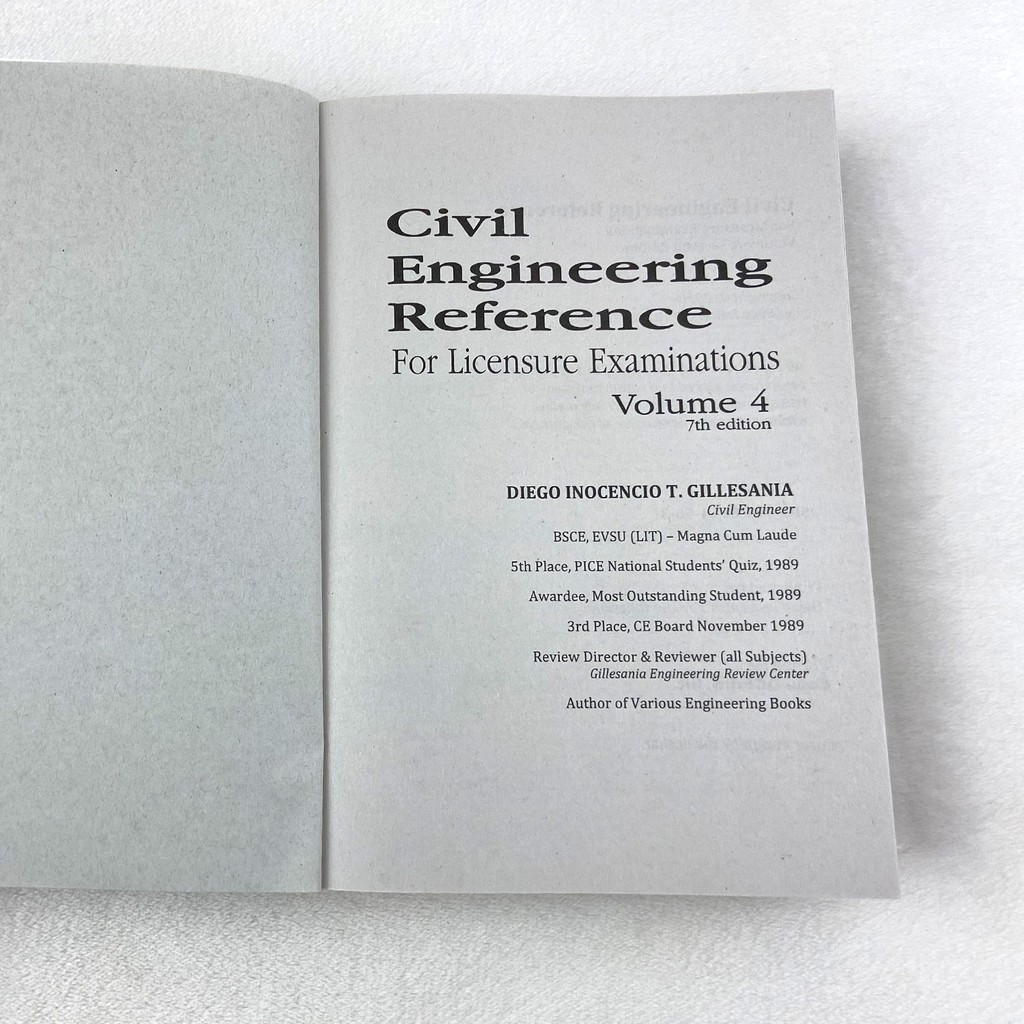 Original Civil Engineering Reference For Licensure Exam Volume 4 7th Ed C 2020 By Dit Gillesania Shopee Philippines
