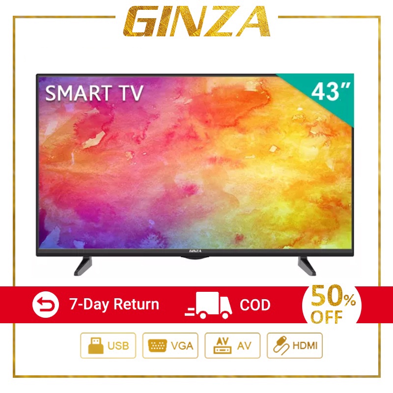 GINZA SMART TV 40 inch 43 inch Flat Screen LED TV Android Built-in ...