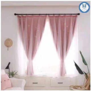 KM✔ NEW Curtains Hollowed Double-Layer Gauze Stars Out Shading Starry Simple Modern Bedroom decorCOD