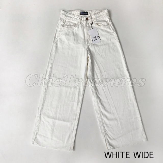 white wide pants zara