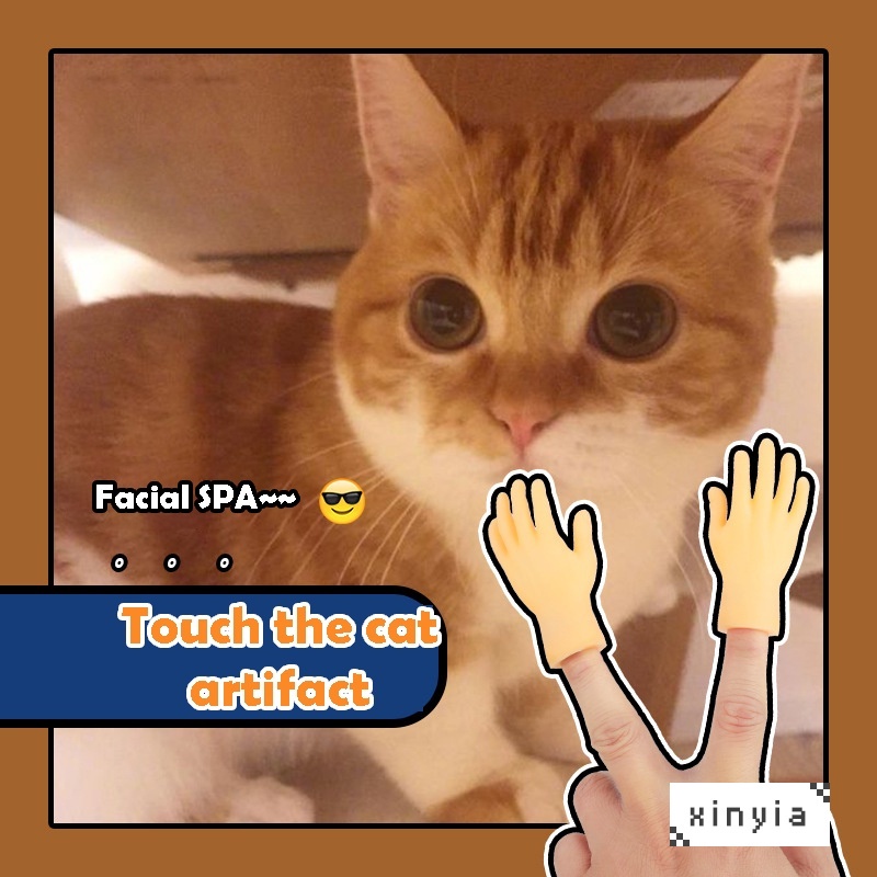 1 Pcs Tiktok Funny Cat Small Rubber Hands Finger Cap Kitten Cat Toy Pet Accessories Meme Xinyia