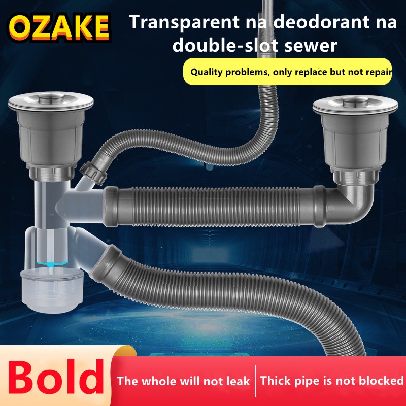 Kitchen downspout lengthened double slot thickened vegetable basin sink