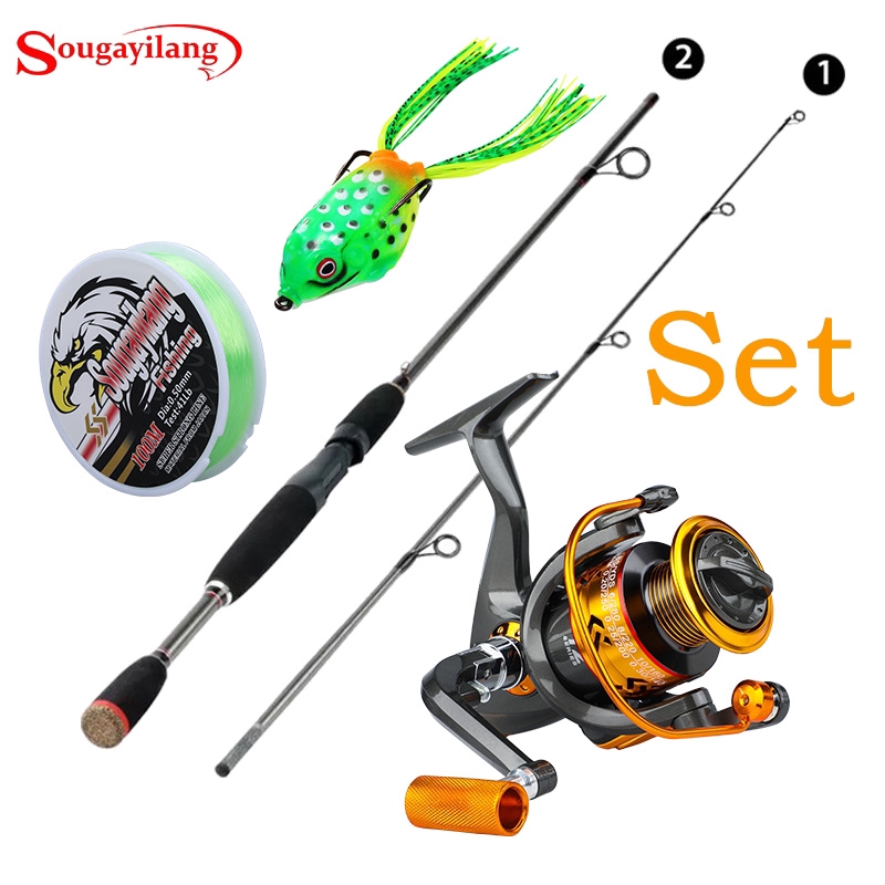 Sougayilang Fishing Rod Set Spinning Rod Reels Line Lure Full Set for