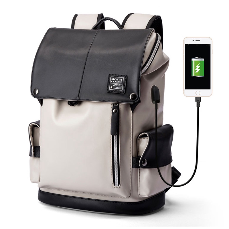 vegan leather backpack laptop