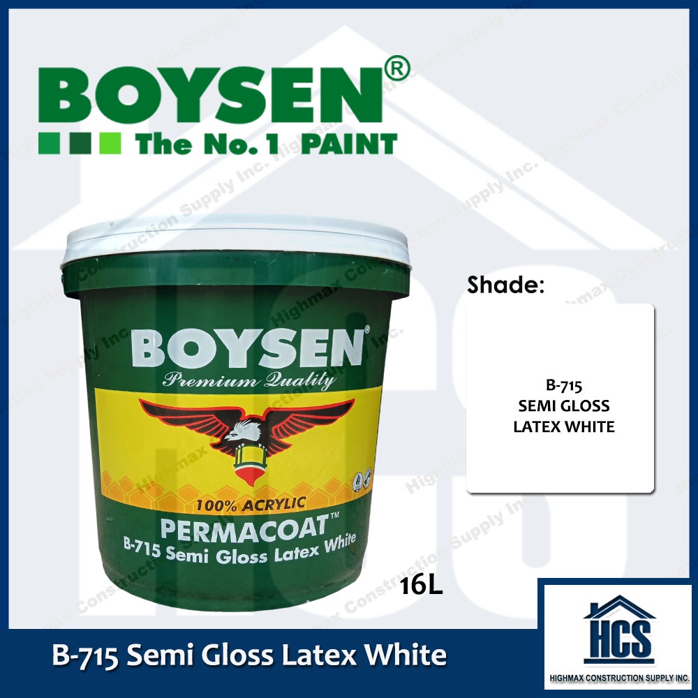 Boysen B715 Semi Gloss Latex White 16LPail Shopee Philippines