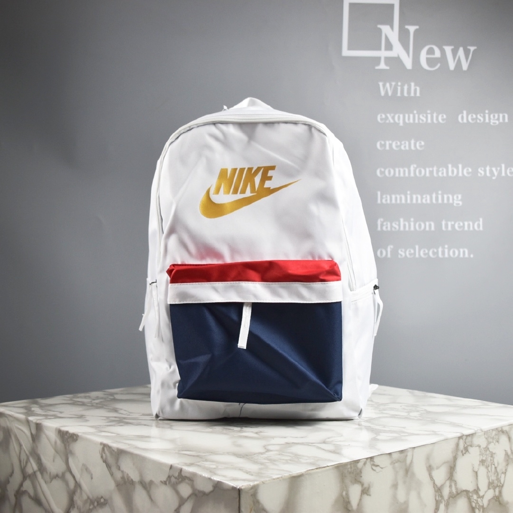nike backpacks white and gold