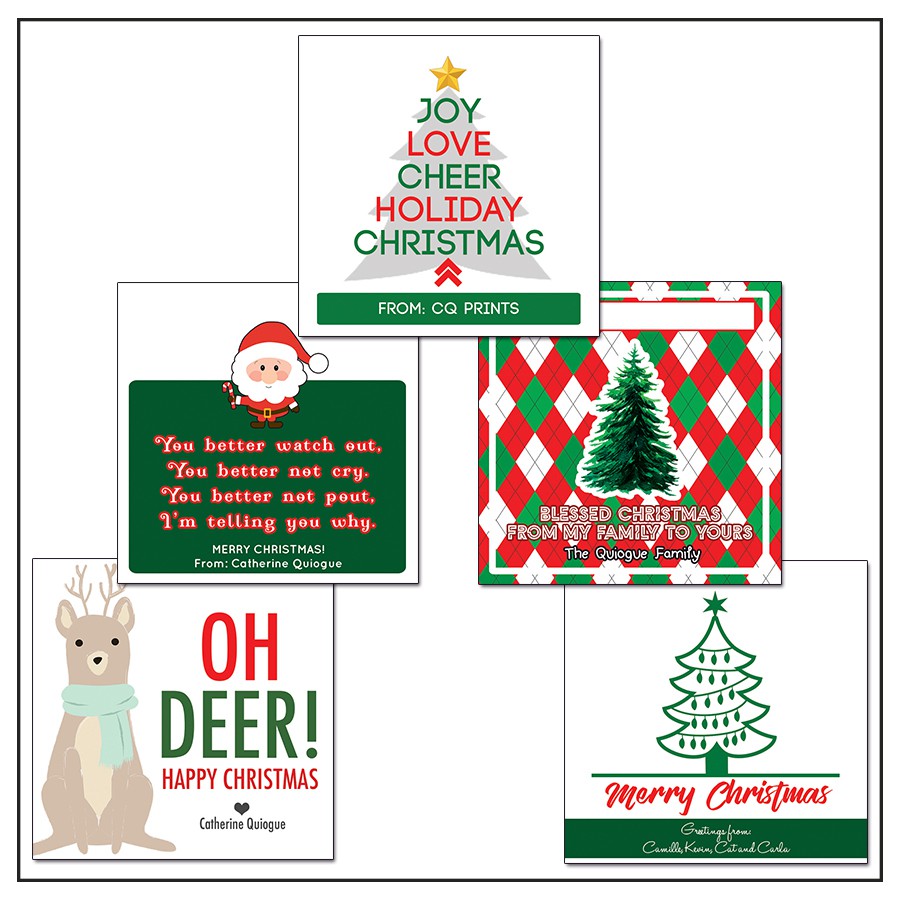 Cq Prints 25 Pcs 2 5 X 2 5 Inches Personalized Christmas Cards Stickers Shopee Philippines