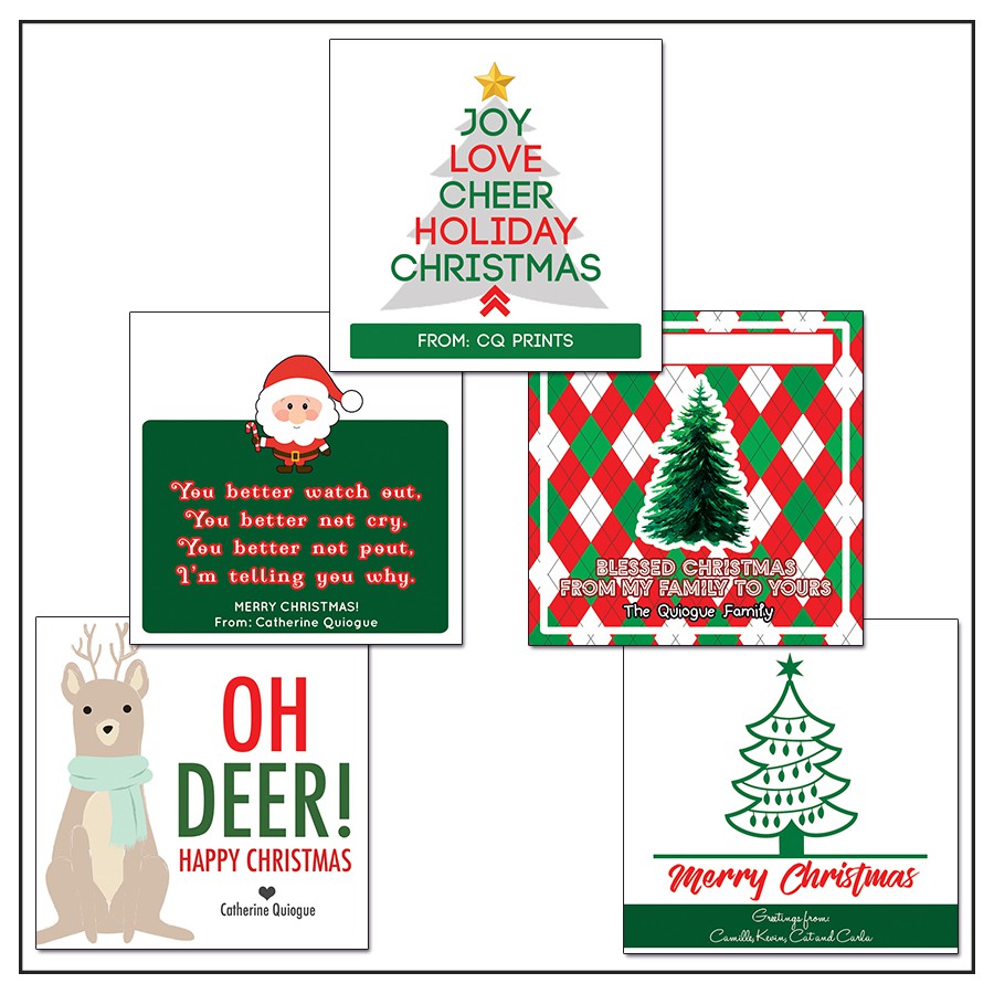 Cq Prints 25 Pcs 2 5 X 2 5 Inches Personalized Christmas Cards Stickers Shopee Philippines