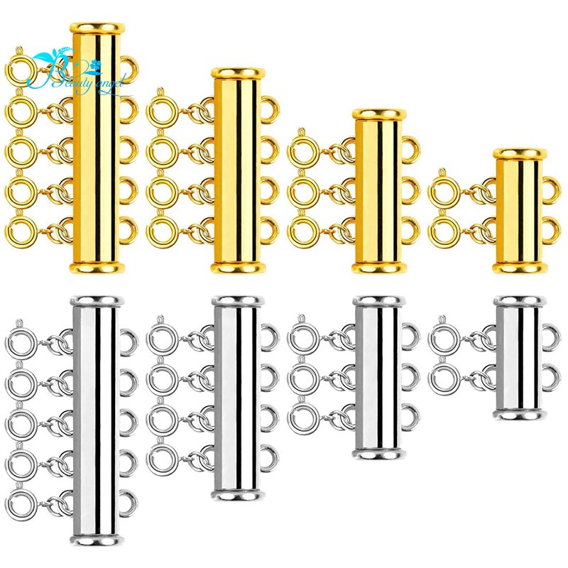 4 Pieces Double Opening Clasp Lock Necklace Connector Bracelet Connector with Rings for Layered Bracelet Necklace Jewelry Crafts