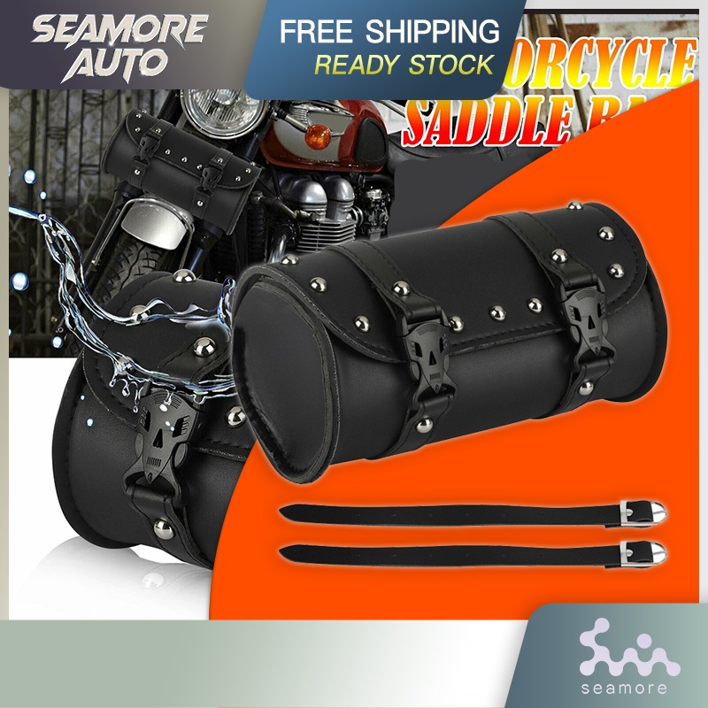 Motorcycle Front Fork Tool Bag Pouch Storage Luggage SaddleBag Leather
