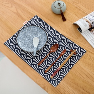 1 pcs Cotton Linen Placemats for Table Japanese Style Lucky Cat Double Layer Place Mat Set in Kitchen Dinner Mat Anti-Hot #7