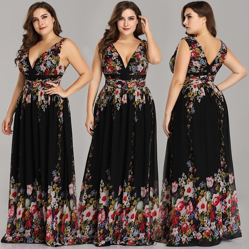 plus size floral ball gown
