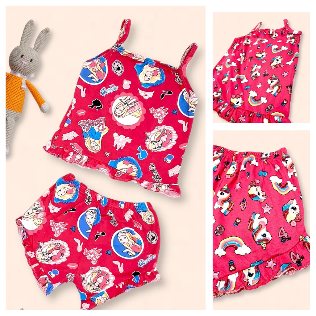 Spot Goods▲[1-10 years old] Fiona Spaghetti and Short Ruffles for Baby Kids Girls | MYFASHIONSHOP