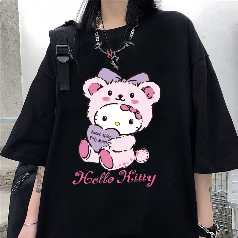 Tshirt cartoon y2k Cartoon kuromi Streetwear Japanese Harajuku Hello ...