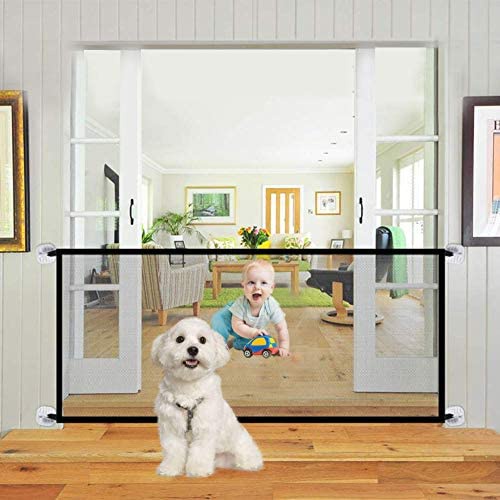 Portable Dog Gate Pets Barrier Fences Breathable Mesh Dog Safety Door Pet Guard Baby Safety Fence