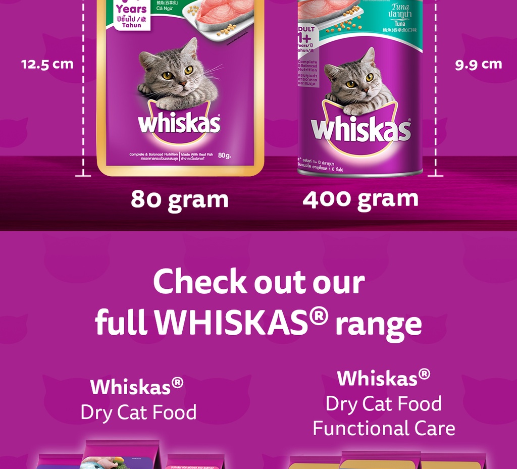 WHISKAS Cat Food Wet Pouch Tuna Flavor Wet Food for Cats Aged 1