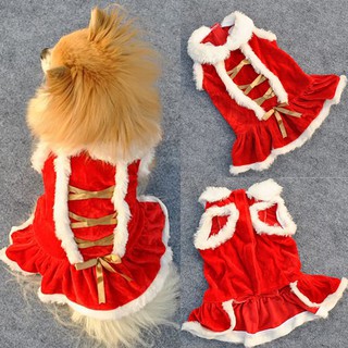 COD Ready Stock Dog Dress Christmas Pet Dog Clothes Winter Party Dog Costume Cute Clothes Pet Clothing Dresses