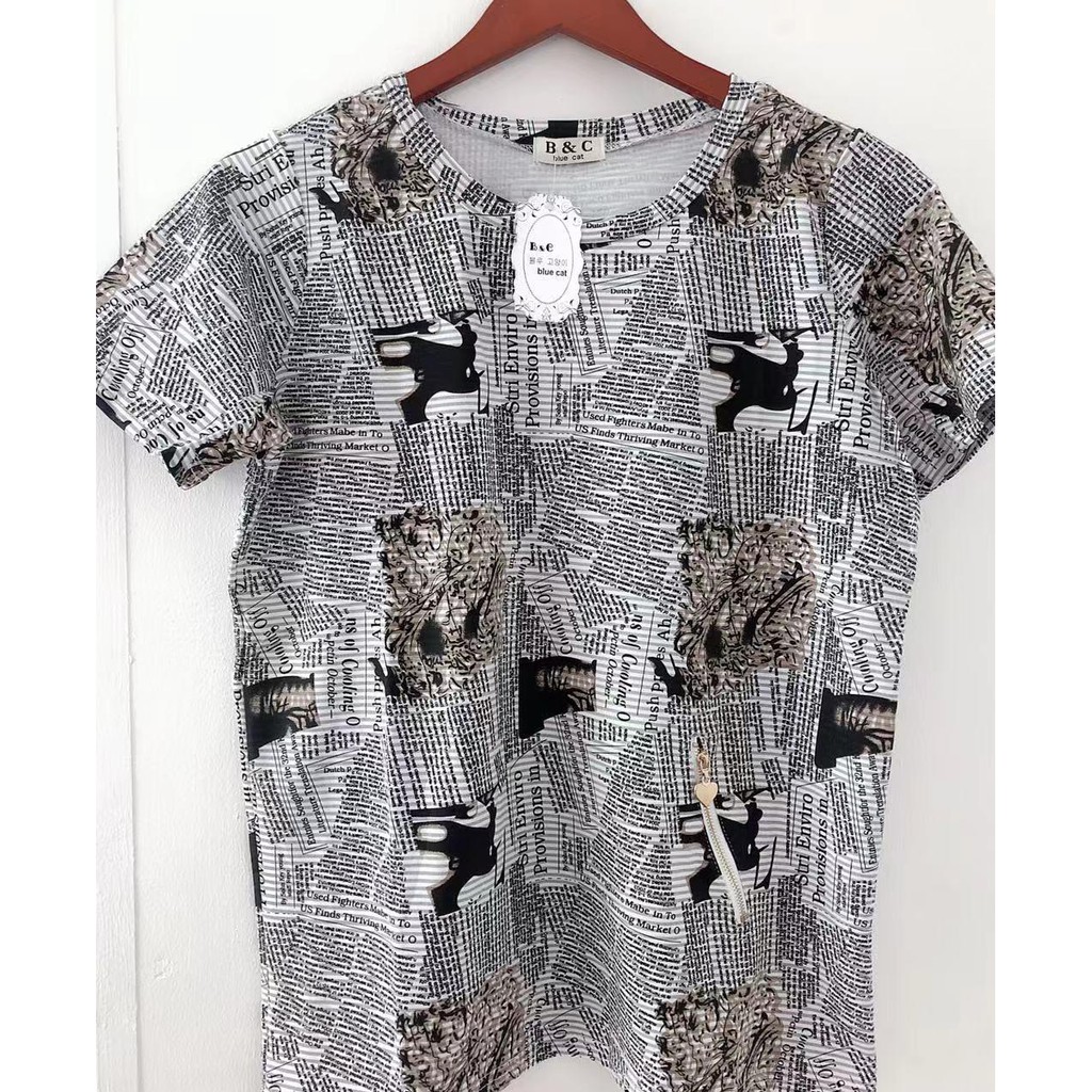 new fasion Full printed Korean blouse zip style#w/zipper | Shopee ...