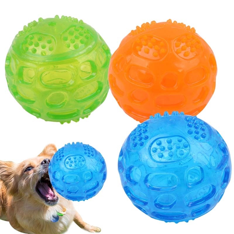 Pet Dog Chew Toy Ball Waterproof Squeak Sound Toys Bite Resistant Balls