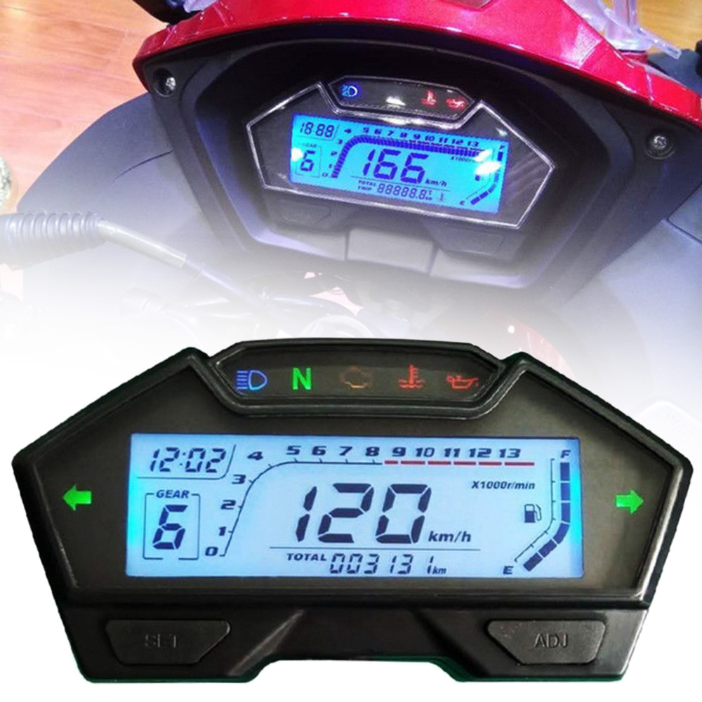 Universal Motorcycle Adjustable Dashboard LCD Digital Speedometer