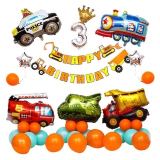 Boys Birthday Party Decoration Balloons/large and Small Airplane Truck Tanks Police Cars Fire Trucks Aluminum Foil Balloons/thick Children's Toy Balloons/safe and Environmentally Friendly Reusable/vehicle Series Theme Party Decoration Balloons #2